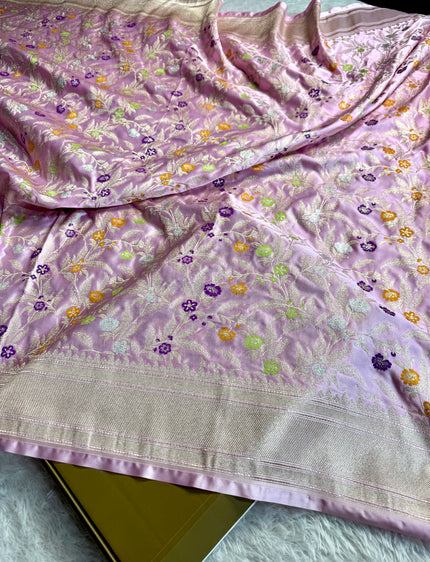 BANARASI MASHRU KATAN SILK SAREE MENAKARI WORK HN119