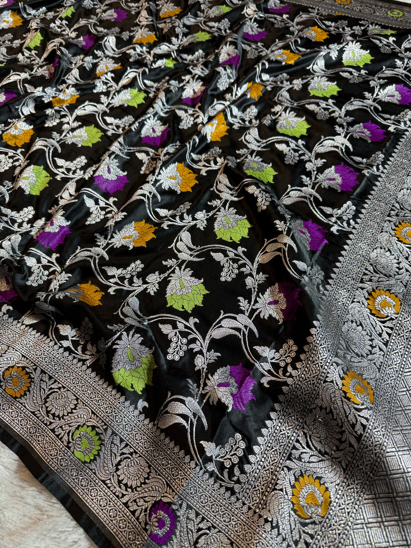 BANARASI MASHRU KATAN SILK SAREE MENAKARI WORK HN504