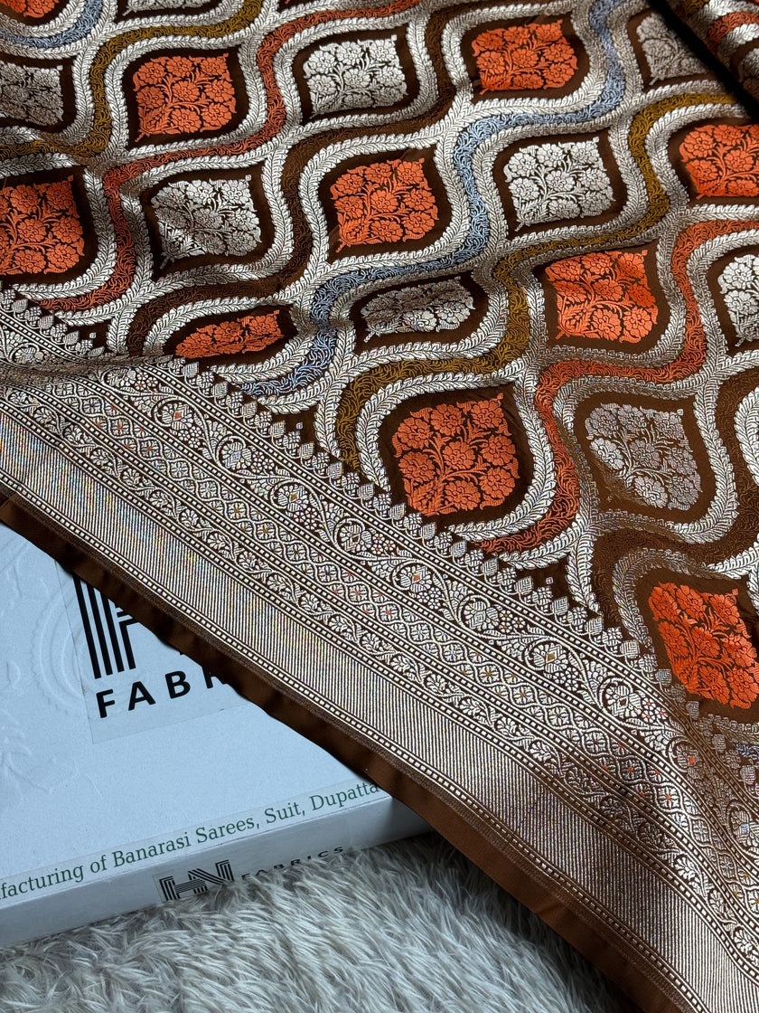 BANARASI MASHRU KATAN SILK SAREE MENAKARI WORK HN500