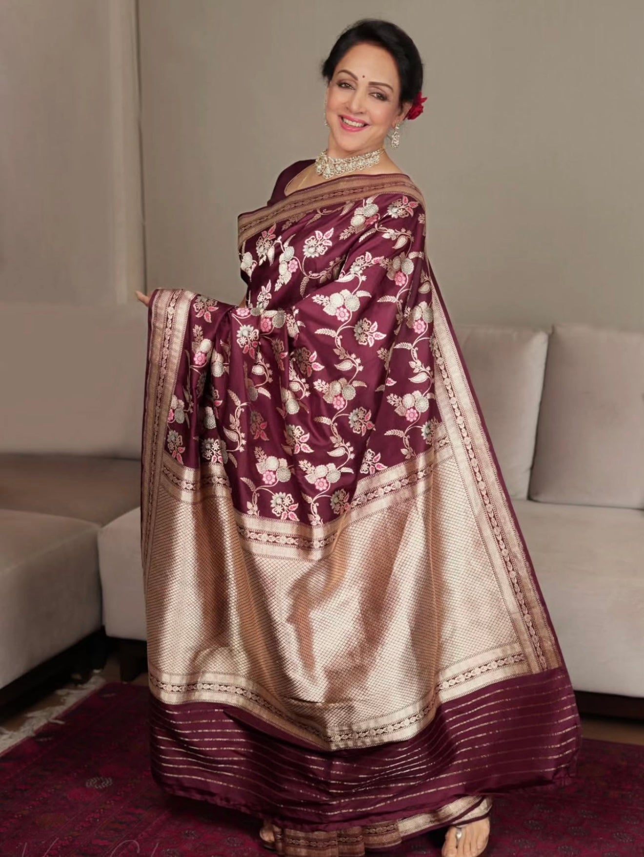 BANARASI MASHRU KATAN SILK SAREE CELEBRATI HEMA MALLINI MAMA INSPIRED HN104