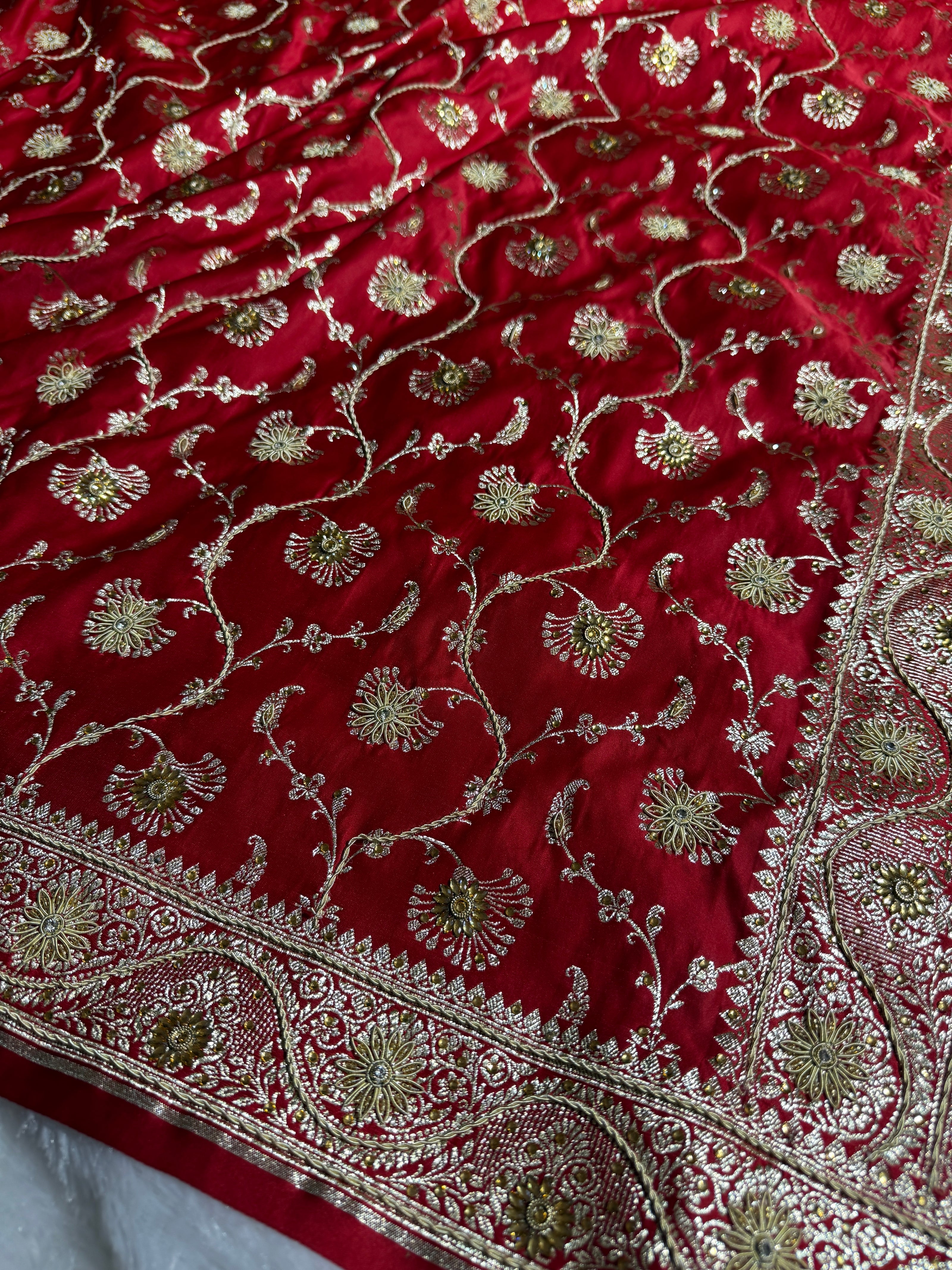 BANARASI SATIN SILK SAREE BRIDAL DESIGN HN600