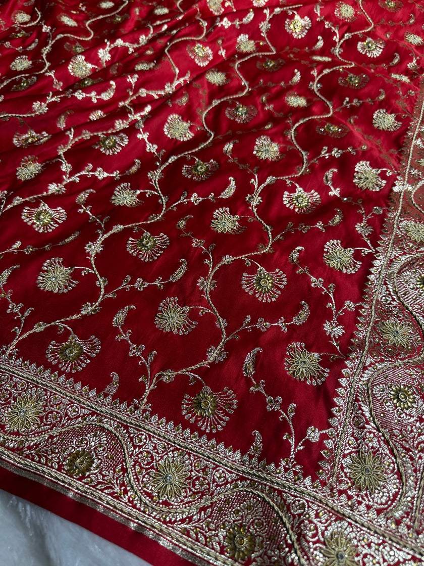 BANARASI SATIN SILK SAREE BRIDAL DESIGN HN600