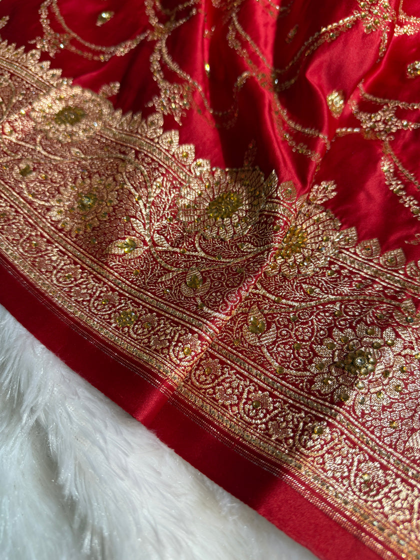 BANARASI SATIN SILK SAREE BRIDAL DESIGN HN600