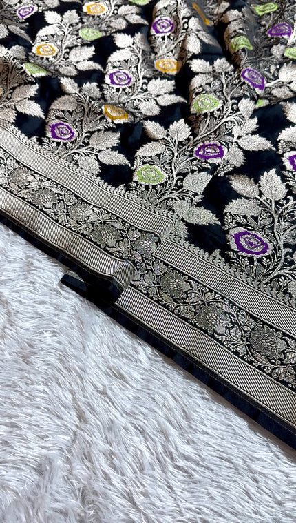 BANARASI MASHRU KATAN SILK SAREE MENAKARI WORK HN222