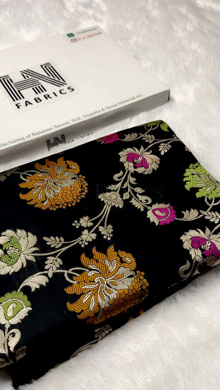 Black Banarasi mashru katan silk saree hn101