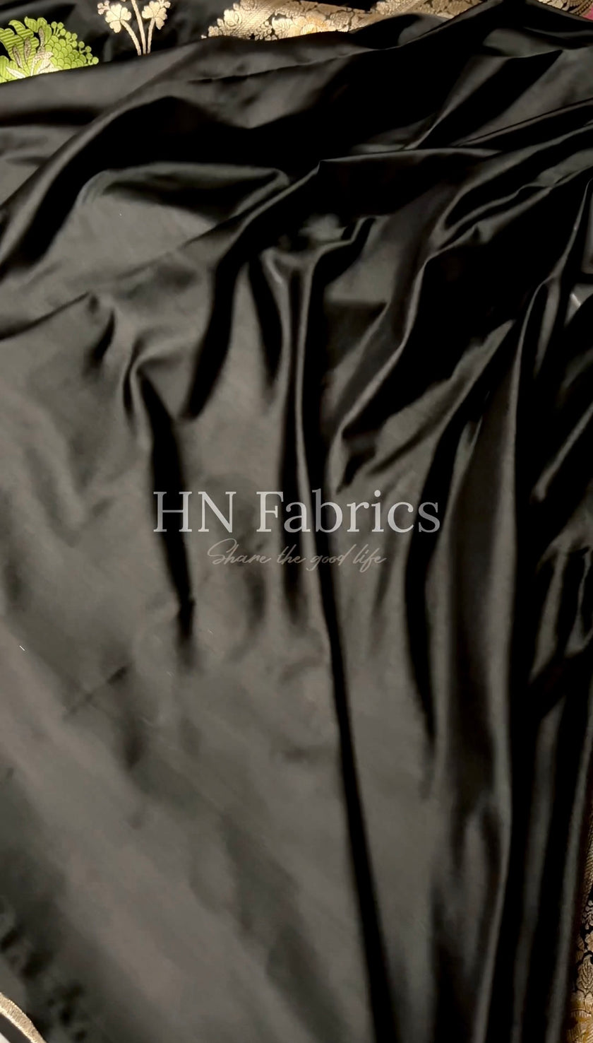 Black Banarasi mashru katan silk saree hn101