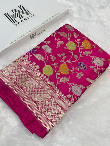 Banarasi Mashru Satin Silk Saree With Meenakari Work