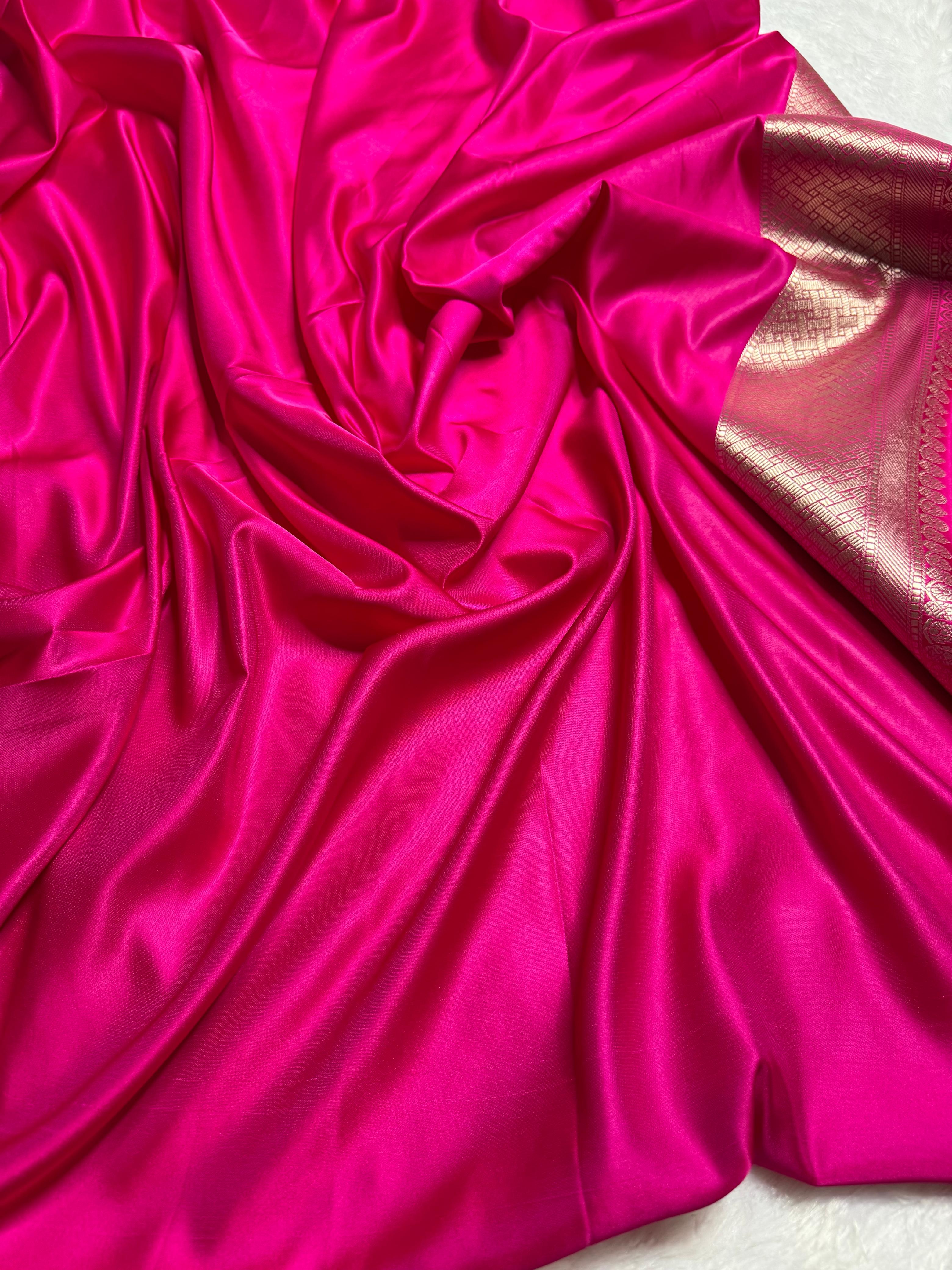 Banarasi Mashru Satin Silk Saree With Meenakari Work