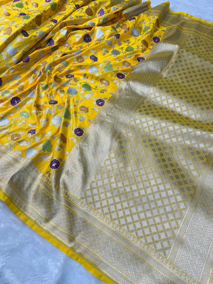 Banarasi Mashru Satin Silk Saree With Meenakari Work