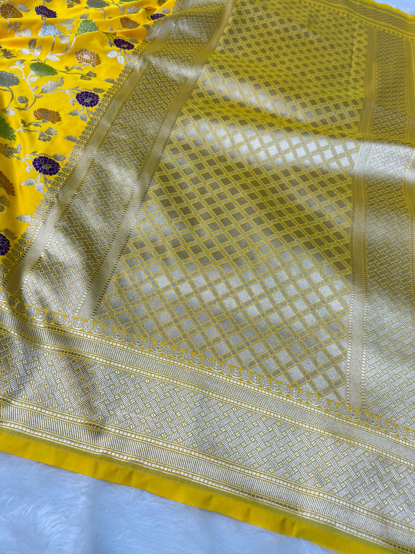 Banarasi Mashru Satin Silk Saree With Meenakari Work