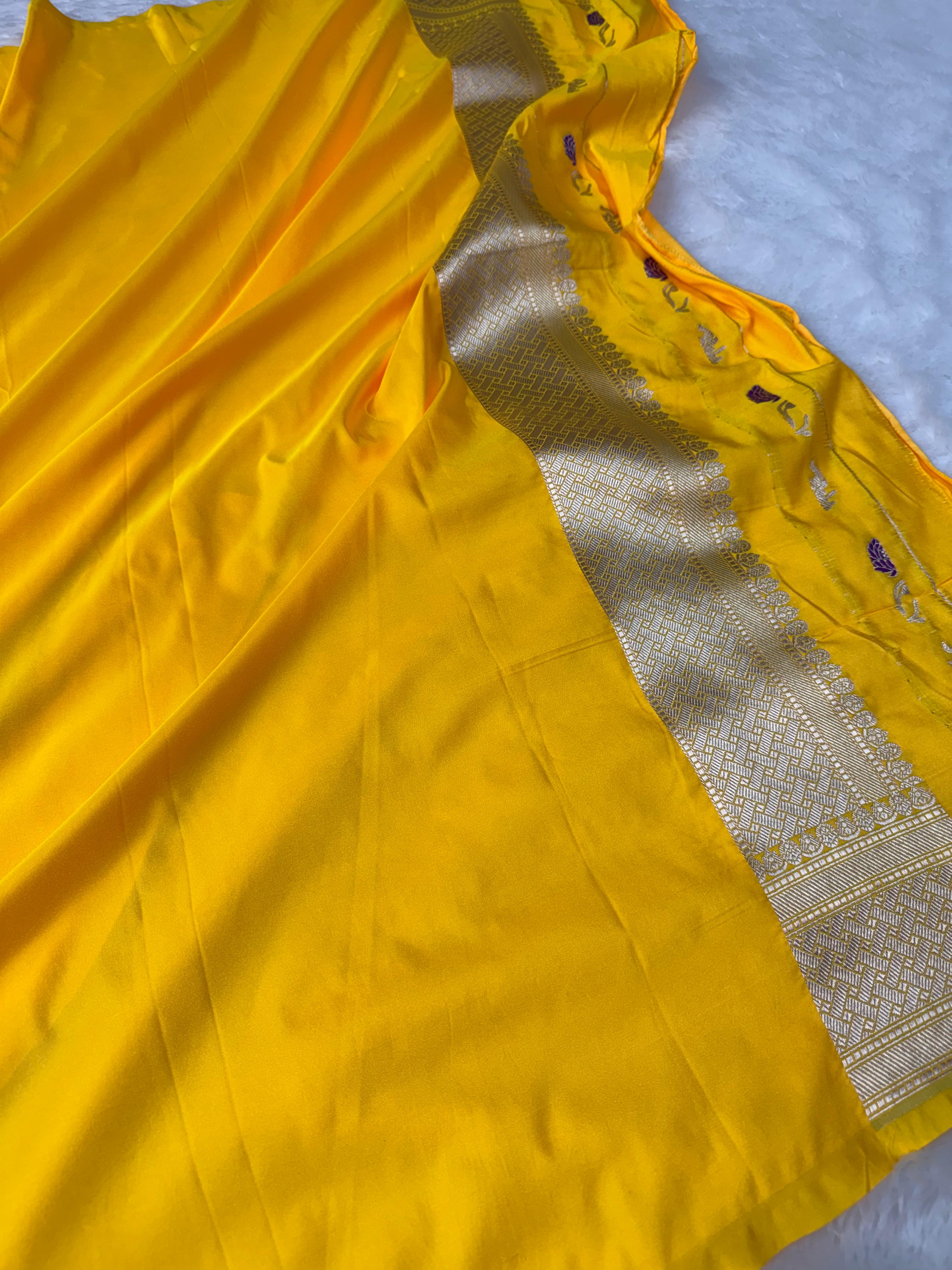 Banarasi Mashru Satin Silk Saree With Meenakari Work